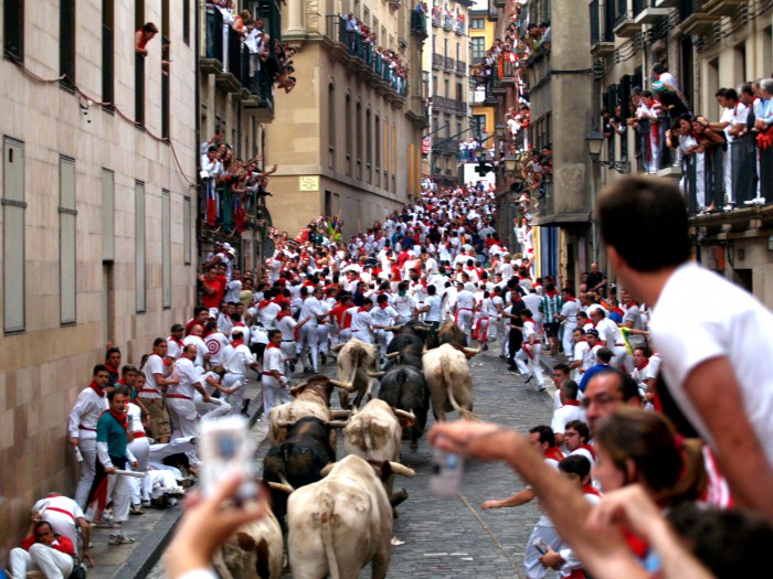 Бег наперегонки с быками по улицам Памплоны, фото toomas